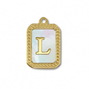 Bedel van Stainless steel Roestvrij staal (RVS) shell letter L Gold-white (natuurlijke kleur)