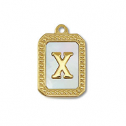 Bedel van Stainless steel Roestvrij staal (RVS) shell letter X Gold-white (natuurlijke kleur)