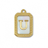 Bedel van Stainless steel Roestvrij staal (RVS) shell letter U Gold-white (natuurlijke kleur)