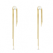 Oorbellen van Stainless steel Roestvrij staal (RVS) oorstekers with imitation pearls Gold