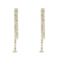 Oorbellen van Stainless steel Roestvrij staal (RVS) oorstekers with unequal rhinestones Gold