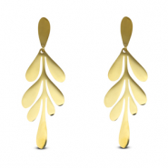 Oorbellen van Stainless steel Roestvrij staal (RVS) oorstekers leaf Gold