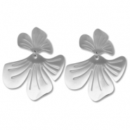 Oorbellen van Stainless steel Roestvrij staal (RVS) oorstekers flower Silver