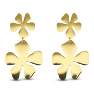 Oorbellen van Stainless steel Roestvrij staal (RVS) oorstekers flower Gold