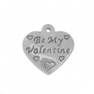 Bedels van Stainless steel Roestvrij staal (RVS) heart Silver