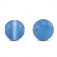 Glaskralen 6 mm Cat's eye Blue