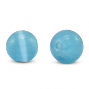 Glaskralen 6 mm Cat's eye Sky blue