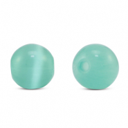 Glaskralen 6 mm Cat's eye Mint turquoise
