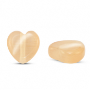Glas kralen Cat's Eye heart Peach orange