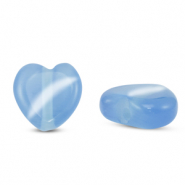 Glas kralen Cat's Eye heart Blue