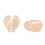 Glas kralen Cat's Eye heart Peach orange