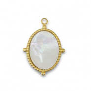 Bedel van Stainless steel Roestvrij staal (RVS) shell oval Gold-white (natuurlijke kleur)