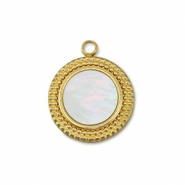 Bedel van Stainless steel Roestvrij staal (RVS) shell round Gold-white (natuurlijke kleur)