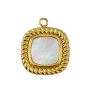 Bedel van Stainless steel Roestvrij staal (RVS) shell square Gold-white (natuurlijke kleur)