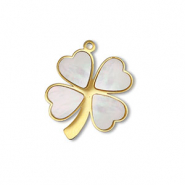Bedel van Stainless steel Roestvrij staal (RVS) shell clover Gold-white (natuurlijke kleur)
