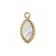Bedel van Stainless steel Roestvrij staal (RVS) shell oval Gold-white (natuurlijke kleur)