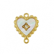 Bedel van Stainless steel Roestvrij staal (RVS) connector shell heart Gold-white (natuurlijke kleur)
