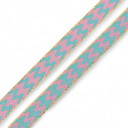 Tekstlint flowing lines Turquoise blue-pink