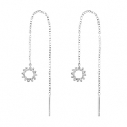 Oorbellen van Stainless steel Roestvrij staal (RVS) flower Silver