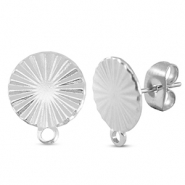Benodigdheden van Stainless steel Roestvrij staal (RVS) oorbellen / oorsteker round with loop Silver