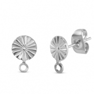 Benodigdheden van Stainless steel Roestvrij staal (RVS) oorbellen / oorsteker round with loop Silver