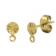 Benodigdheden van Stainless steel Roestvrij staal (RVS) oorbellen / oorsteker round with loop Gold