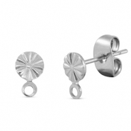 Benodigdheden van Stainless steel Roestvrij staal (RVS) oorbellen / oorsteker round with loop Silver