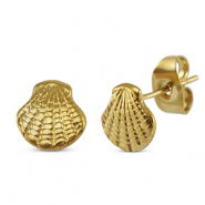 Oorbellen / oorstekers van Stainless steel Roestvrij staal (RVS) shell Gold