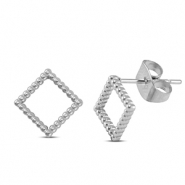 Oorbellen / oorstekers van Stainless steel Roestvrij staal (RVS) rhombus Silver