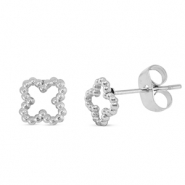 Oorbellen / oorstekers van Stainless steel Roestvrij staal (RVS) clover Silver