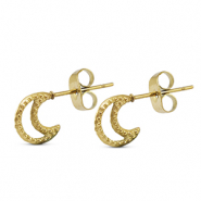 Oorbellen / oorstekers van Stainless steel Roestvrij staal (RVS) moon Gold