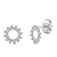 Oorbellen / oorstekers van Stainless steel Roestvrij staal (RVS) flower Silver