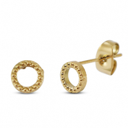 Oorbellen / oorstekers van Stainless steel Roestvrij staal (RVS) round Gold