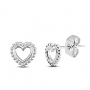 Oorbellen / oorstekers van Stainless steel Roestvrij staal (RVS) heart Silver
