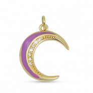 Brass TQ metaal bedels zirkonia moon Gold-purple