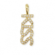 Brass TQ metaal bedels zirkonia "kiss" Gold