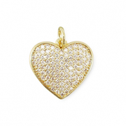 Brass TQ metaal bedels zirkonia heart Gold