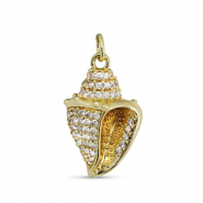 Brass TQ metaal bedels zirkonia shell Gold