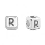 Metaal letterkralen DQ R Antiek zilver (nikkelvrij)