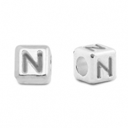 Metaal letterkralen DQ N Antiek zilver (nikkelvrij)