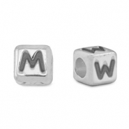 Metaal letterkralen DQ M/W Antiek zilver (nikkelvrij)