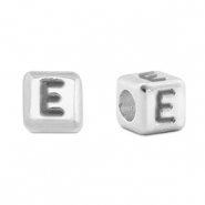 Metaal letterkralen DQ E Antiek zilver (nikkelvrij)