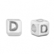 Metaal letterkralen DQ D Antiek zilver (nikkelvrij)