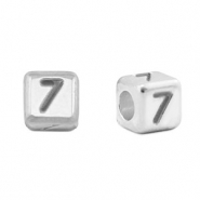 Metaal letterkralen DQ 7 Antiek zilver (nikkelvrij)