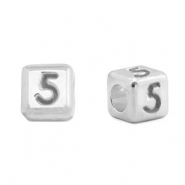 Metaal letterkralen DQ 5 Antiek zilver (nikkelvrij)