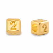 Metaal letterkralen DQ 2 Goud (nikkelvrij)