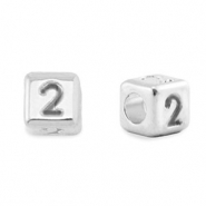 Metaal letterkralen DQ 2 Antiek zilver (nikkelvrij)