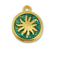Metaal bedels DQ sun Goud-glitter turquoise (nikkelvrij)