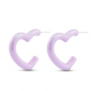 Musthave oorbellen heart Lilac purple-pearl shine coating