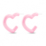 Musthave oorbellen heart Light pink-pearl shine coating